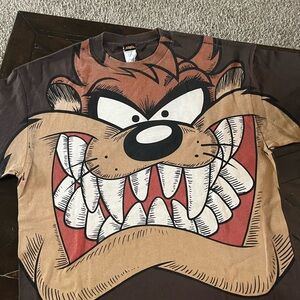 Looney Tunes Taz Men's Short Sleeve Shirt - Brown and Tan
